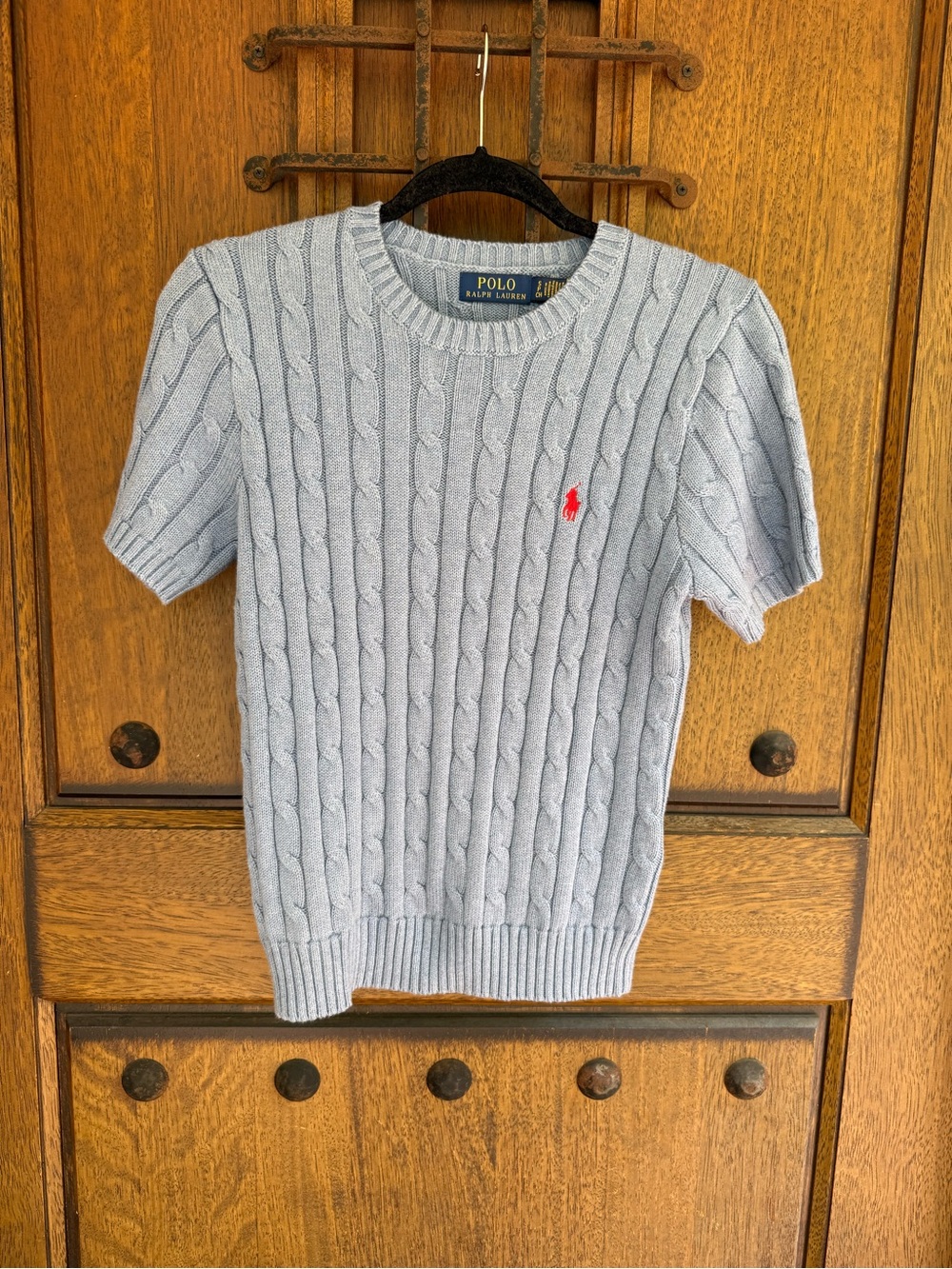 Polo by Ralph Lauren Grayish Blue Cable Knit Short-Sleeve Sweater Size S